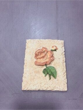 Vintage Cheri Blum Rose Tile: 3D Floral Resin Wall Decor